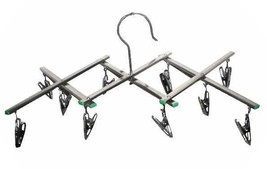 2 EXPANDABLE DISPLAY HANGING RACK 10 METAL CLIPS flags caps hats ceiling... - £18.97 GBP