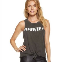 Chaser Bowie Tie Front Muscle Tank Vintage Black ( L ) - £69.63 GBP