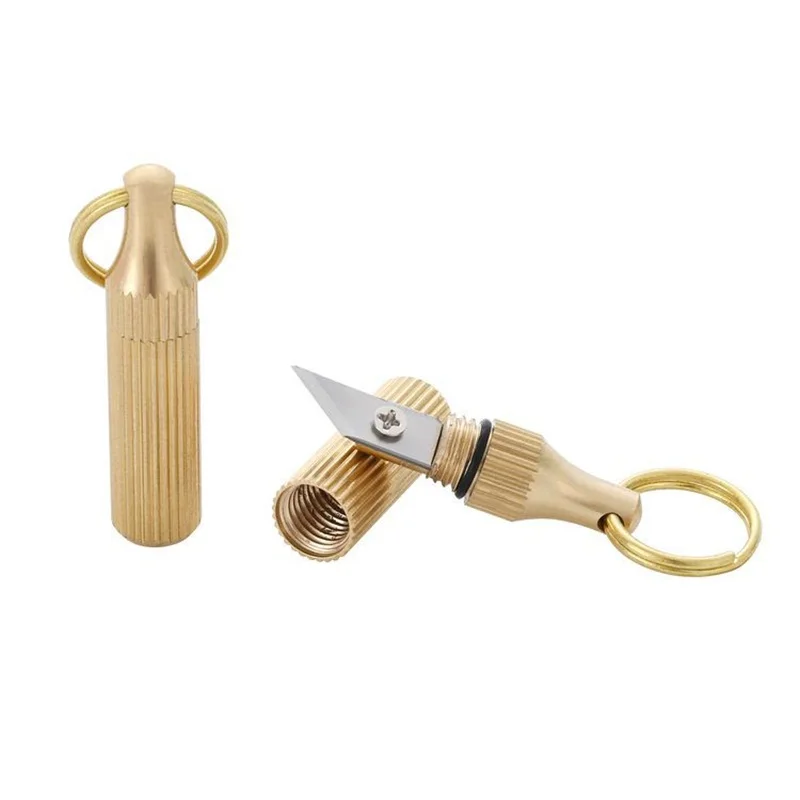 1pc Brass Capsule Mini Knife Multifunctional EDC Tools Portable Key Chain Decor - £23.14 GBP+