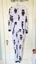 Holiday Time White Hooded One Piece with Cow Print Size M (8-10) - $22.10