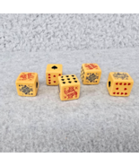 Vintage Poker Dice Butterscotch Bakelite Lot of 5 Games Replacement Gamb... - $16.64 CAD