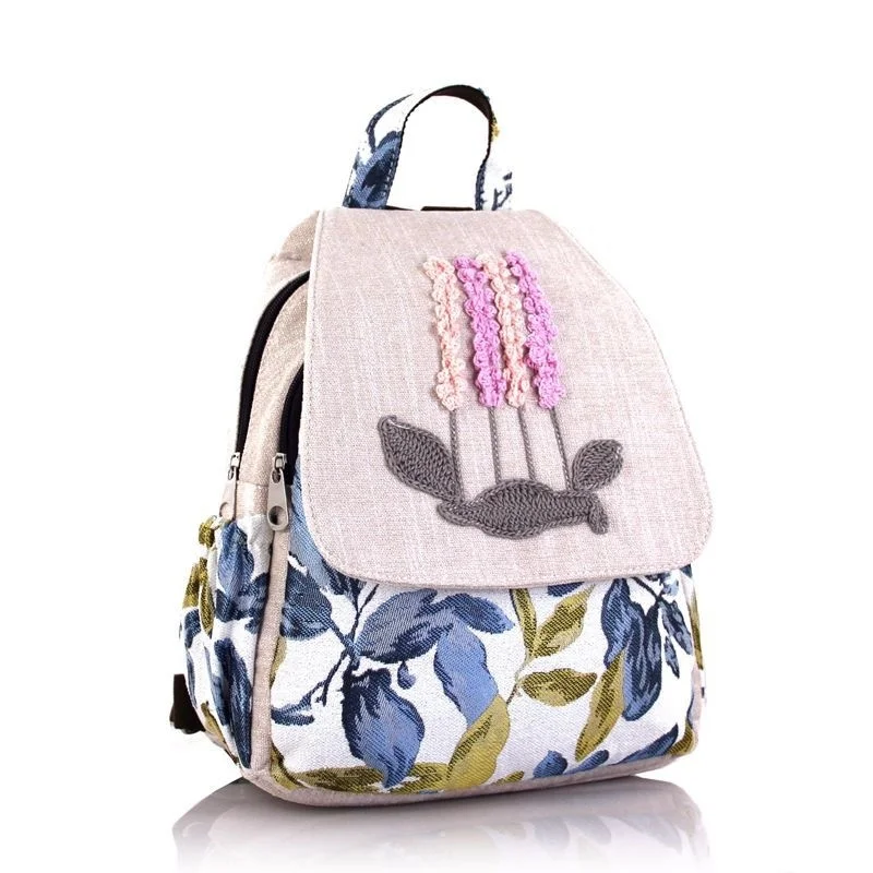   Retro Large Zipper Capacity Schoolbag Girl Chinese National Style Women Backpa - £37.80 GBP
