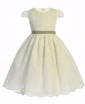 Exquisite Ivory Lace Flower Girl Party Pageant Dress, Crayon Kids USA - £45.45 GBP