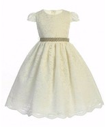 Exquisite Ivory Lace Flower Girl Party Pageant Dress, Crayon Kids USA - £44.84 GBP
