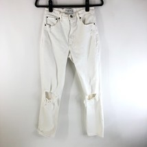 Abercrombie &amp; Fitch The Mom High Rise Jeans Distressed Stretch White 26/2L - £22.56 GBP