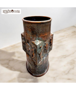 RARE 1950s Hard Plastic Copper Effect Vintage Embossed Figures Umbrella ... - $1,912.66 MXN