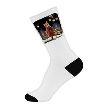 Cute Cat Design Socks - Art Novelty Socks - Christmas Crew Socks - Large - £19.10 GBP