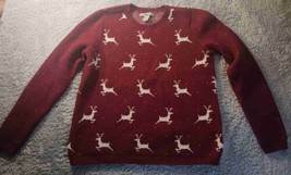 Bass Reindeer Crew Neck Pullover Sweater Womens M Holiday Party Christma... - $23.72