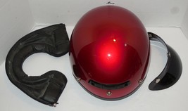 HJC FG-2 Red DOT Motorcycle Half Helmet Size S Small with visor - $54.90