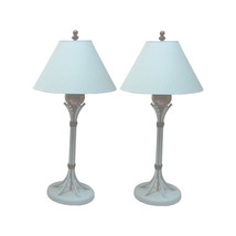 Mid-Century Blue Iron and Brass Sheaf of Wheat Lamps-A Pair - $1,495.00