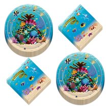 HOME &amp; HOOPLA Under the Sea Party Supplies Ocean Sealife Fish &amp; Coral Paper Dinn - £14.19 GBP