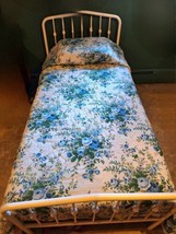 Vintage Blue Floral Full/Double Light Weight Bedspread 98&quot; X 107&quot;  - £27.28 GBP