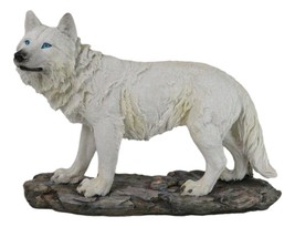 Winter Forest Hunter Tundra Snow White Albino Wolf On The Prowl Figurine... - $39.99