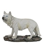 Winter Forest Hunter Tundra Snow White Albino Wolf On The Prowl Figurine... - $39.99