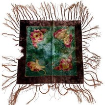 Antique Velvet Table Cover Long Fringe Arts &amp; Crafts Victorian 20x20  - $631.14 MXN