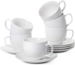 Btat- Tea Cups, Tea Cups and Saucers Set of 6, Tea Set, (7Oz), Cappuccino Cups,  - £34.76 GBP