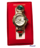 Vintage Macys Holiday Lane Stretchy Bracelet Watch Red Green Gem Jewel C... - £18.19 GBP