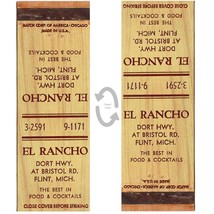 Vintage Matchbook Cover El Rancho Flint Michigan Restaurant Woodgrain st... - £7.13 GBP