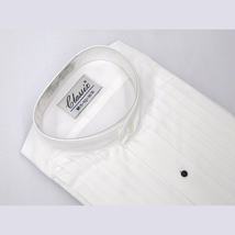 Men's Tuxedo Pastor shirt Classix  Banded Collarless Formal Pleated M06 White image 3