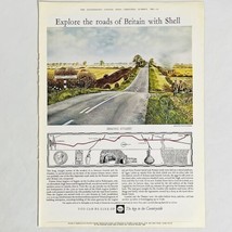 Vtg 1960&#39;s Shell Oil Magazine Print Ad Art by David Gentleman Ermine Street - £5.20 GBP