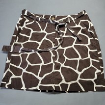 Lands&#39; End Women Skirt Size 12 Brown Mini Preppy Giraffe Skort Tie Belt ... - $15.30