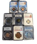 Lot Of 8 Graded, Slabbed Coins -Mix Of Denomination And Dates - British ... - $4,122.67 MXN
