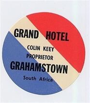 Grand Hotel Luggage Label Grahamstown South Africa - $10.89