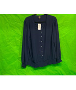 JM Collection Smocked Button Blouse Intrepid Blue XL - £21.91 GBP