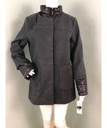 NWT Women&#39;s French Connection Gray Detachable Stand Collar Coat Sz Medium - $56.42