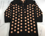 Chicos Duster Cardigan Size 1 Black Brown Polka Dot Spotted String Tie - $27.69