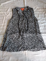 Joe Fresh Women Blue &amp; White Floral On Black Sheer Sleeveless Blouse P/S... - $2.97