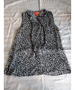 Joe Fresh Women Blue &amp; White Floral On Black Sheer Sleeveless Blouse P/S... - $2.97