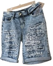 Traffic Jean NWT Distressed Denim W/Rhinestones Women&#39;s size 11 Blue Low... - $12.86