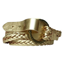 RALPH LAUREN Gold Metallic Double Braid Leather O Ring Belt L - $49.99