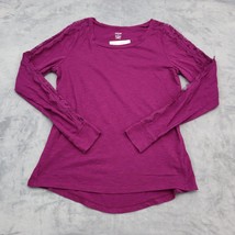 Ana A New Approach Shirt Womens M Purple Long SLeeve Lace Scoop Neck Tee - £17.90 GBP