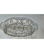 Vtg Anchor Hocking Cut Glass Star of David Divided Oval Tray wit Handles - $34.26 CAD