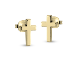 Cross Stud Earrings Sterling Silver 24K Gold Gp Rose Gold - £102.21 GBP