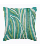 Green Throw Pillow Cover, Beaded Sea Waves 16&quot;x16&quot; Silk, Cool Maldives - £44.08 GBP+