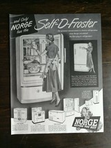 Vintage 1948 Norge Self-D-Frster Refrigerator Full Page Original Ad - $6.64