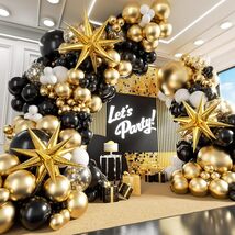 Black &amp; Gold Balloon Arch Kit – Party Garland with Confetti Balloons - $39.99