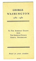 George Washington 1732 - 1932 To American Colony From American Church Ge... - $98.90