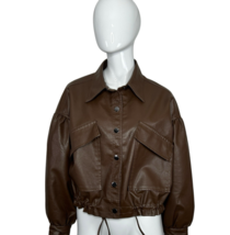 Women&#39;s Brown Bomber Jacket Size S/M Blue B Streetwear Utility Safari - $491.21 MXN