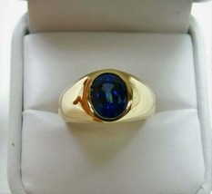 2Ct Oval Cut Blue Sapphire Mens Solitaire Engagement Ring 14k Yellow Gold Finish - $100.13