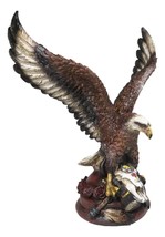 American Bald Eagle Perching On Bison Skull With Axe Feathers And Roses ... - $40.99