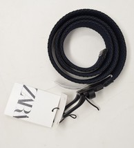 Zara Mens Belt Reversible Braided Leather Black Navy M NWT - £30.12 GBP