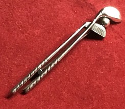Sterling Silver Vintage 925 Golf Ball &amp; Clubs Pin Brooch (2.7g) - £15.97 GBP