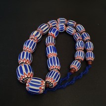 Vintage Venetian inspired African Blue Glass 6 layers Chevron Beads Necklace #13 - £60.89 GBP