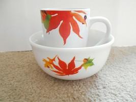 6&quot; Ceramic Leaf Design Soup Bowl w/12 oz.Coffee Mug - $6.92