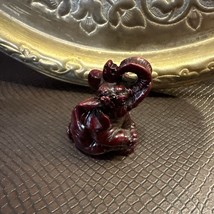 Elephant Figurine Raised Trunk Asian Decor Red Resin Statue - $10.00