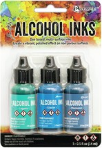Ranger Tim Holtz Alcohol Ink .5oz 3/Pkg-Teal/Blue Spectrum - £23.23 GBP